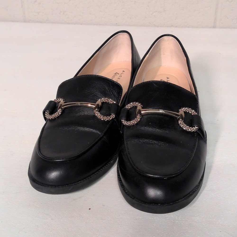 Alex Marie Gilmore Leather Bit Buckle Black Loafers, Size 7, CBK Style - Picture 6 of 9